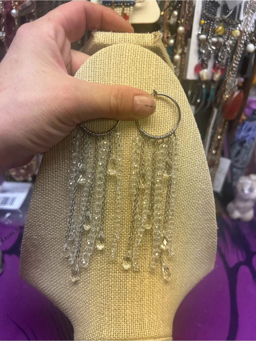 NWOT Free People Sample Silver Fringe Hoop Earrings